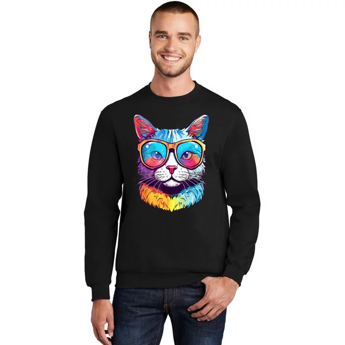 Funny Cat Wearing Sunglasses Cat Lover Cat Graphic Men Women Sweatshirt