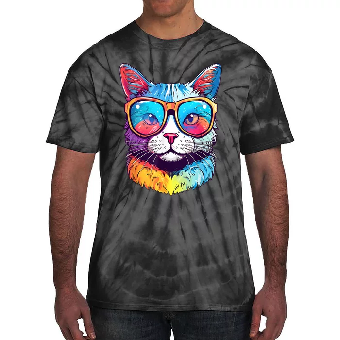 Funny Cat Wearing Sunglasses Cat Lover Cat Graphic Men Women Tie-Dye T-Shirt