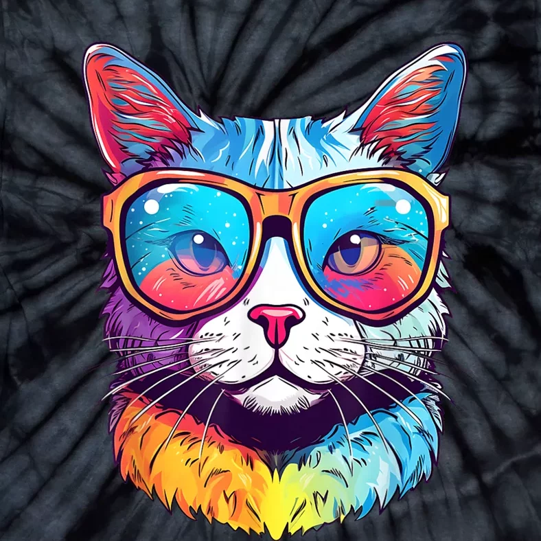 Funny Cat Wearing Sunglasses Cat Lover Cat Graphic Men Women Tie-Dye T-Shirt