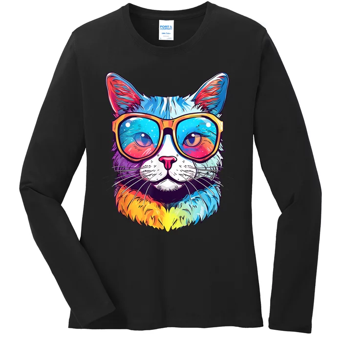 Funny Cat Wearing Sunglasses Cat Lover Cat Graphic Men Women Ladies Long Sleeve Shirt