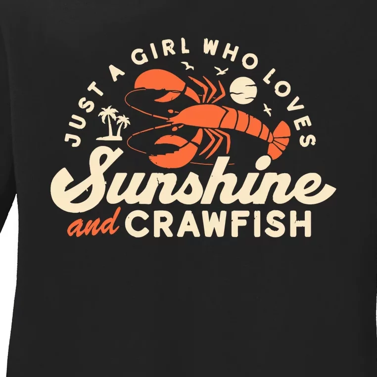 Funny Crawfish Wo Cajun Boil Girl Party Festival Ladies Long Sleeve Shirt