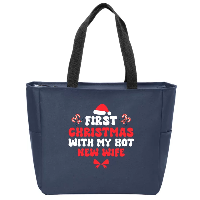 First Christmas With My Hot New Wife Funny Xmas Zip Tote Bag