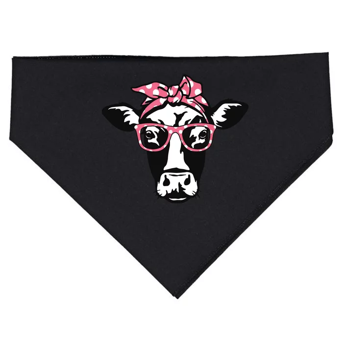 Funny Cow With Bandana Glasses Cute Cow USA-Made Doggie Bandana