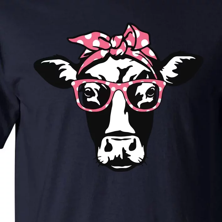 Funny Cow With Bandana Glasses Cute Cow Tall T-Shirt