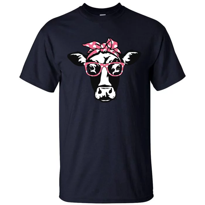 Funny Cow With Bandana Glasses Cute Cow Tall T-Shirt