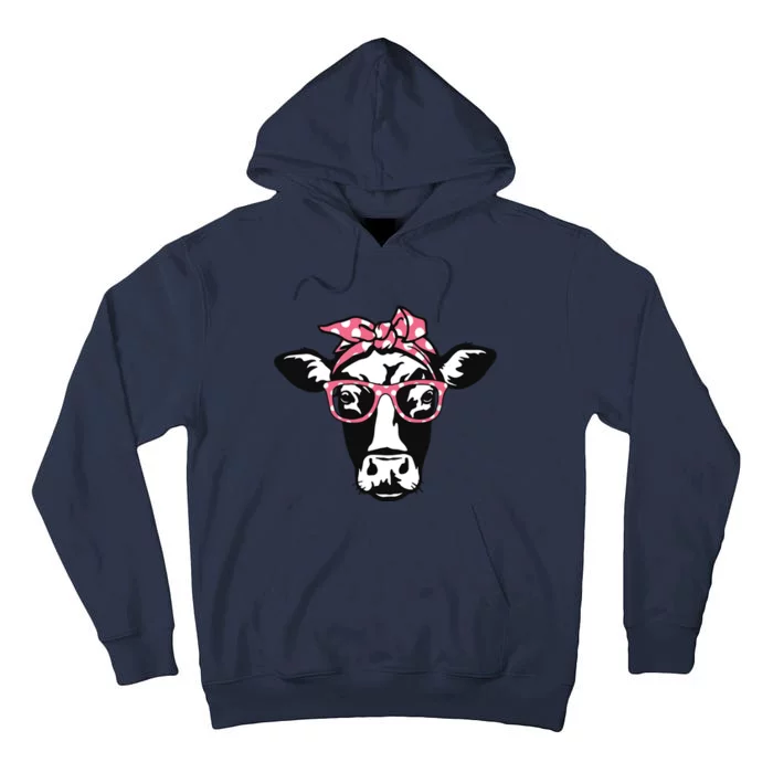 Funny Cow With Bandana Glasses Cute Cow Tall Hoodie