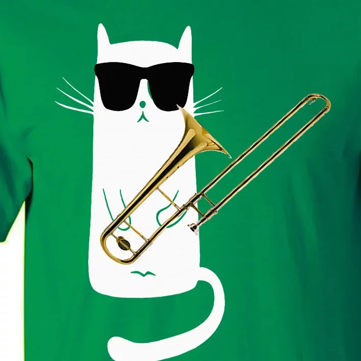 Funny Cat Wearing Sunglasses Playing Trombone Tall T-Shirt