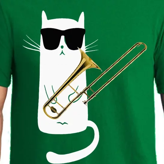 Funny Cat Wearing Sunglasses Playing Trombone Pajama Set