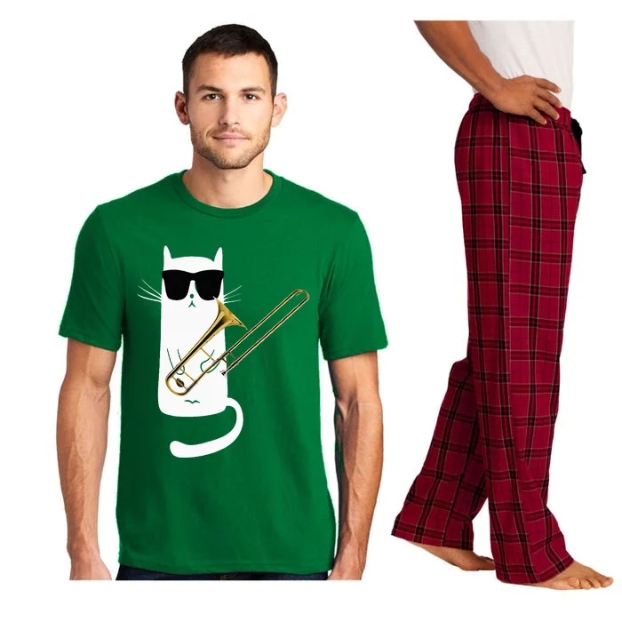 Funny Cat Wearing Sunglasses Playing Trombone Pajama Set