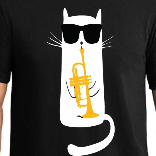 Funny Cat Wearing Sunglasses Playing Trumpet Pajama Set