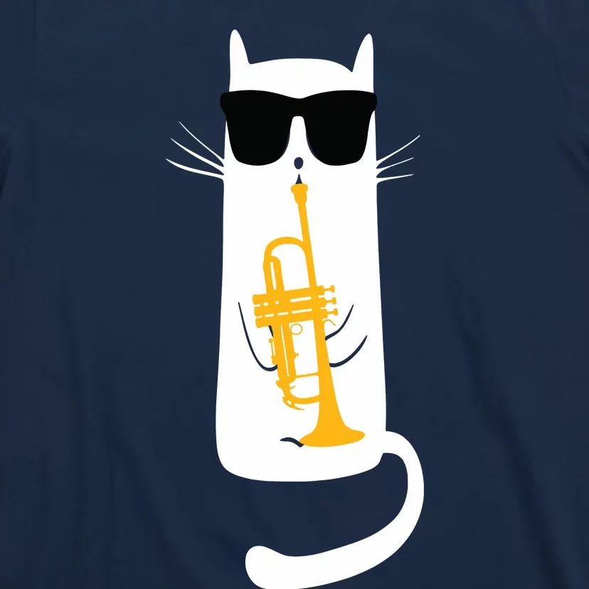 Funny Cat Wearing Sunglasses Playing Trumpet T-Shirt