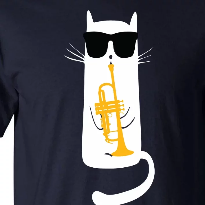 Funny Cat Wearing Sunglasses Playing Trumpet Tall T-Shirt