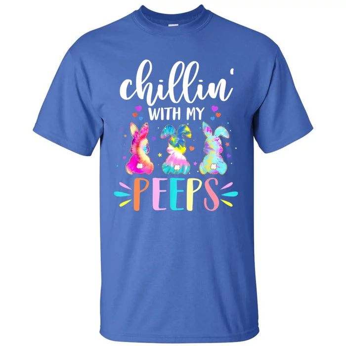 Funny Chillin With My Peep Teacher Tie Dye Easter Gift Tall T-Shirt