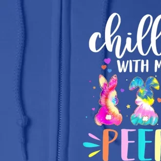 Funny Chillin With My Peep Teacher Tie Dye Easter Gift Full Zip Hoodie