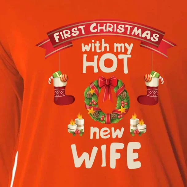 First Christmas With My Hot New Husband Just Married Gift Cooling Performance Long Sleeve Crew