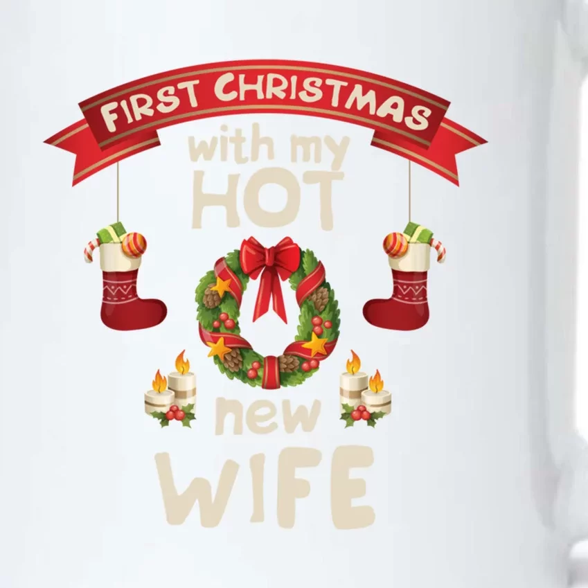 First Christmas With My Hot New Husband Just Married Gift Black Color Changing Mug