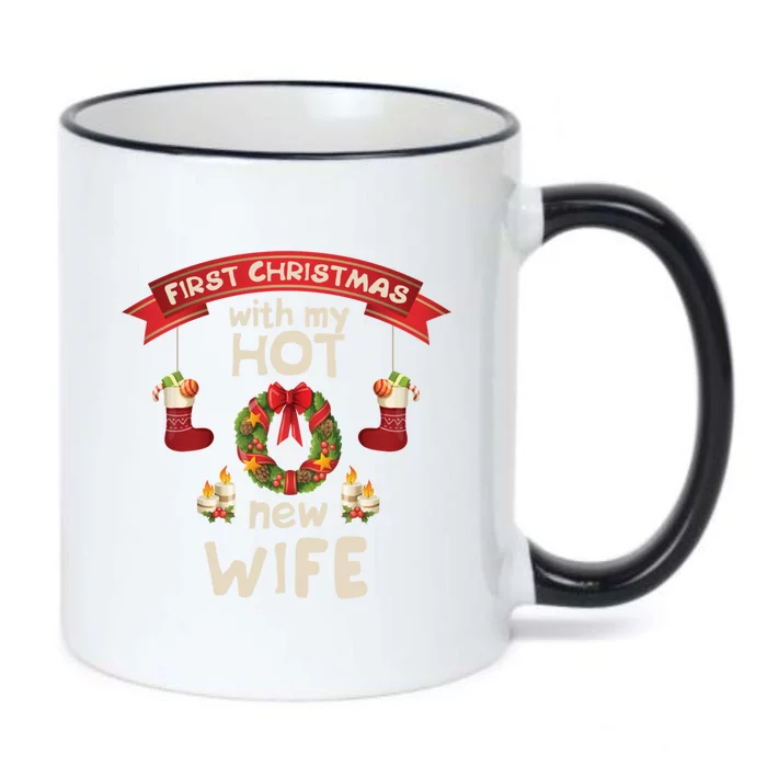 First Christmas With My Hot New Husband Just Married Gift Black Color Changing Mug