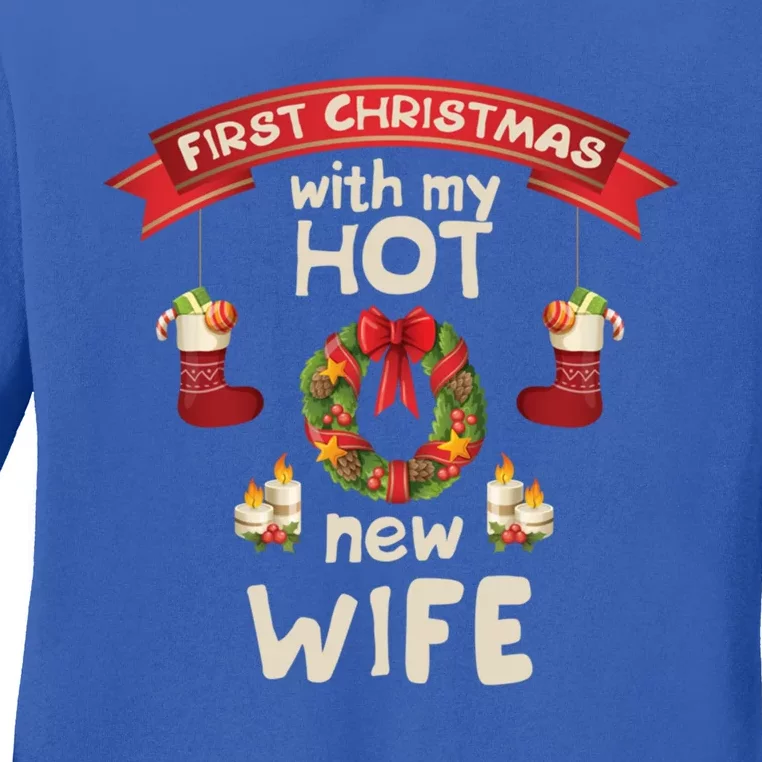 First Christmas With My Hot New Husband Just Married Gift Ladies Long Sleeve Shirt