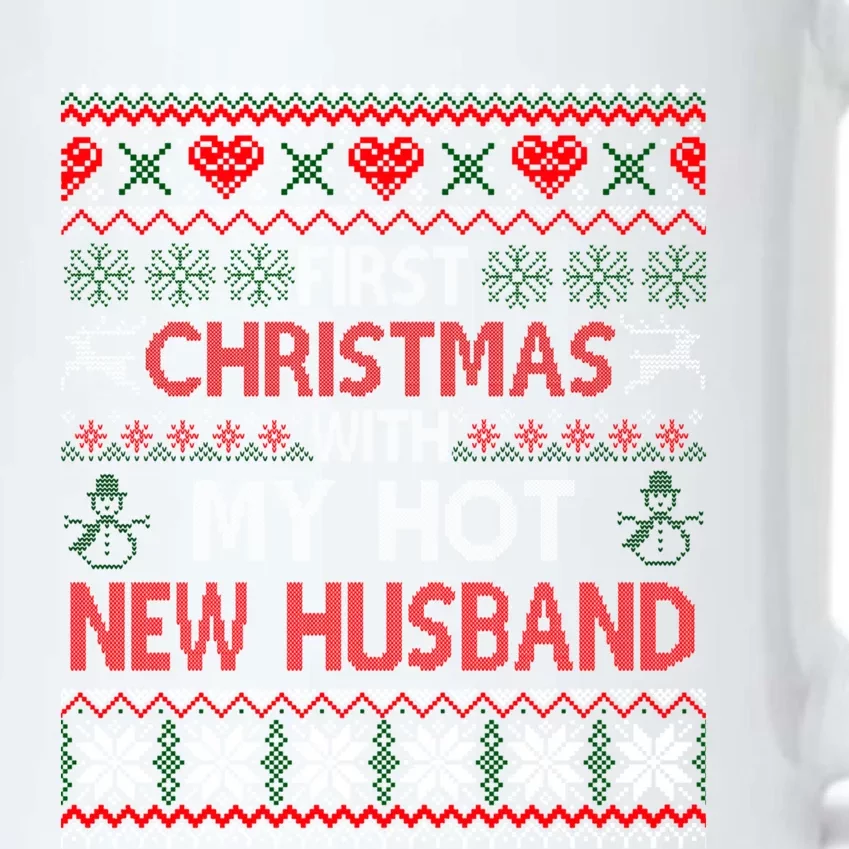 First Christmas With My Hot New Husband Matching Couple Gift Black Color Changing Mug