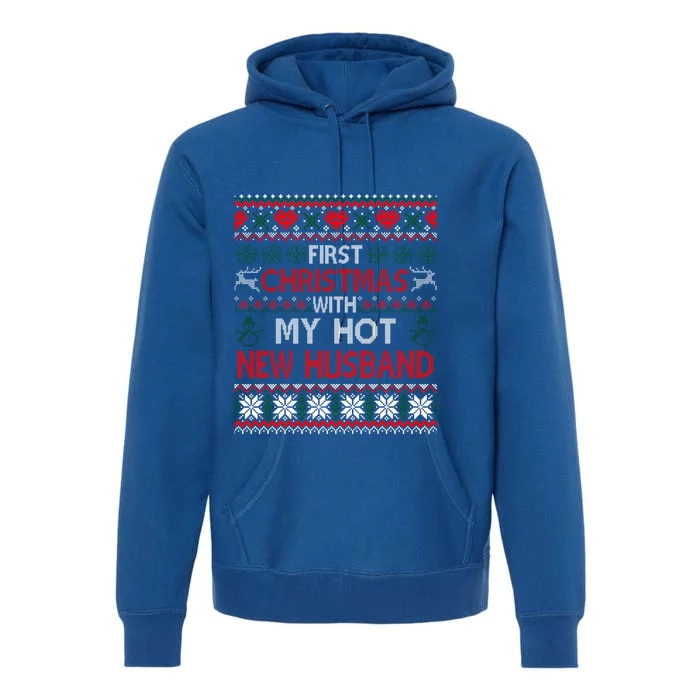 First Christmas With My Hot New Husband Matching Couple Gift Premium Hoodie