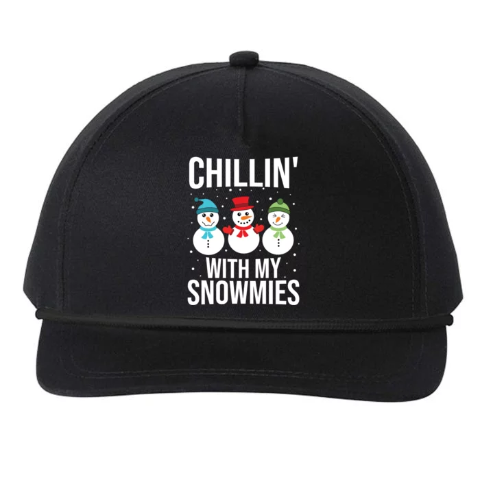 Funny Chillin With My Snowmies For Christmas Cool Gift Snapback Five-Panel Rope Hat