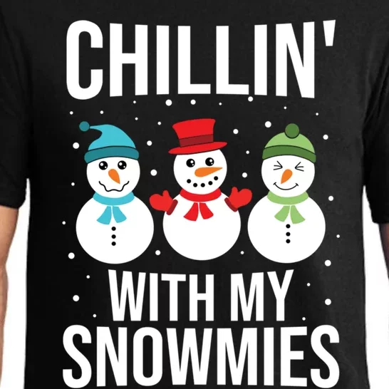 Funny Chillin With My Snowmies For Christmas Cool Gift Pajama Set