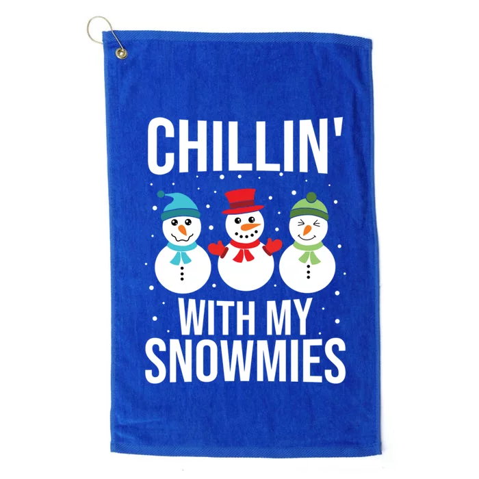 Funny Chillin With My Snowmies For Christmas Cool Gift Platinum Collection Golf Towel