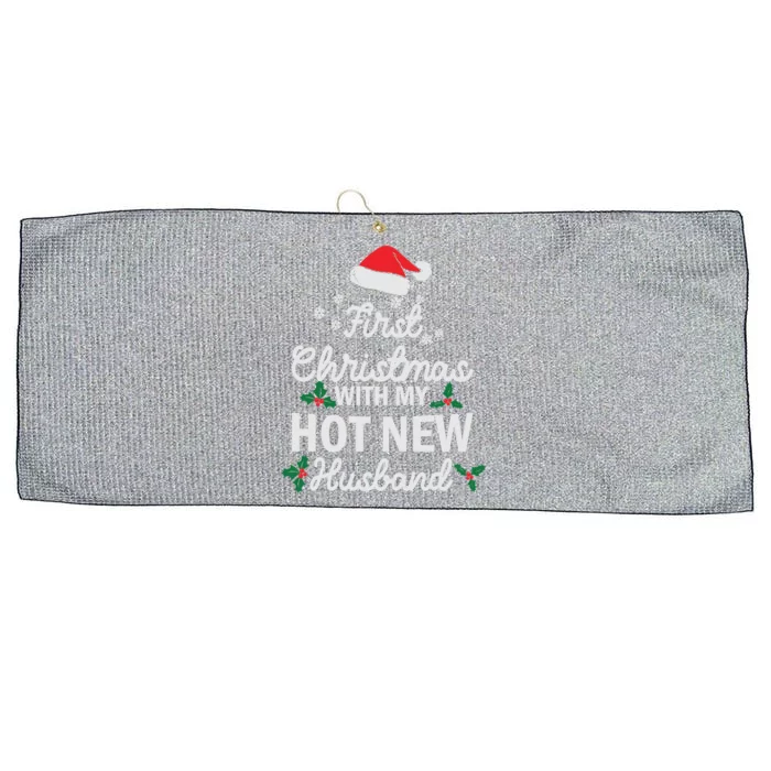 First Christmas With My Hot New Husband Xmas Holiday Funny Gift Large Microfiber Waffle Golf Towel