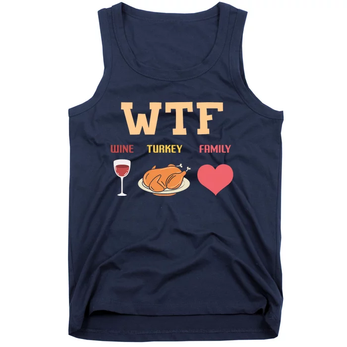 Funny Cute Wine Turkey Family Thanksgiving Gift Tank Top