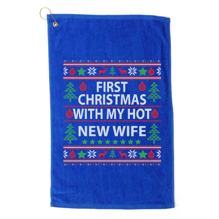 First Christmas With My Hot New Wife Xmas Couple Gift Cool Gift Platinum Collection Golf Towel