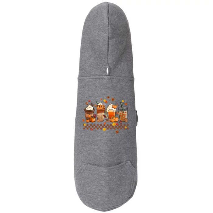 Funny Cute Wo's Autumn Coffee Pumpkin Spice Fall Latte Thanksgiving Gift Doggie 3-End Fleece Hoodie