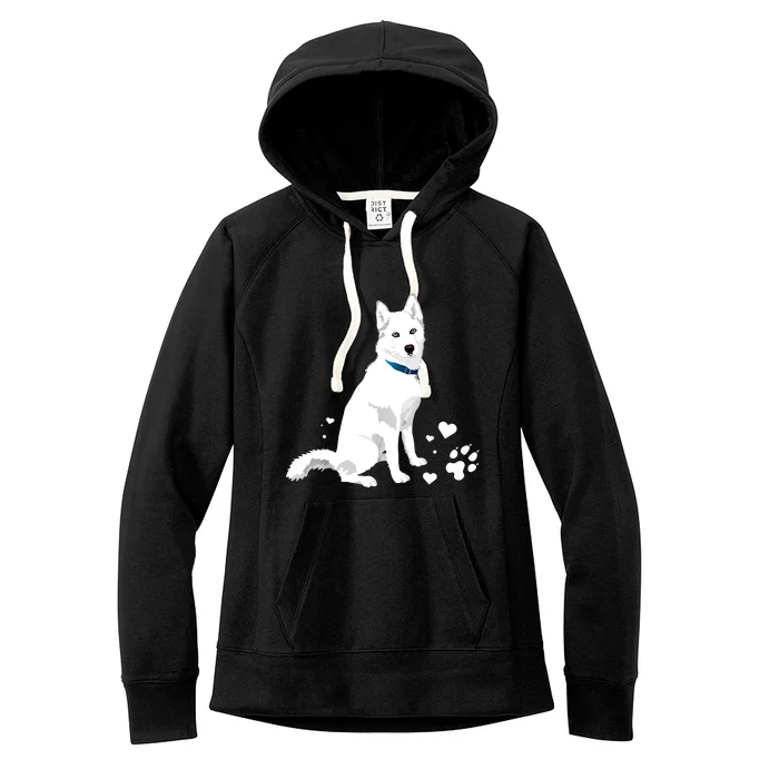 Funny Cute White Siberian Husky Gift Sweet White Snow Dog Gift Women's Fleece Hoodie