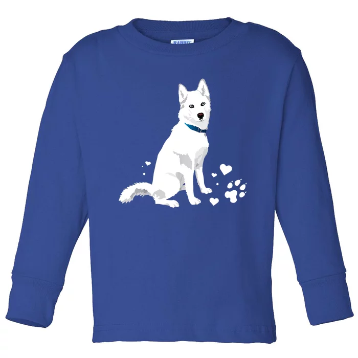 Funny Cute White Siberian Husky Gift Sweet White Snow Dog Gift Toddler Long Sleeve Shirt