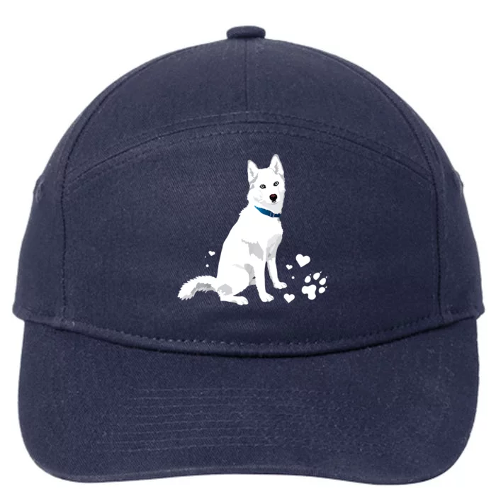 Funny Cute White Siberian Husky Gift Sweet White Snow Dog Gift 7-Panel Snapback Hat