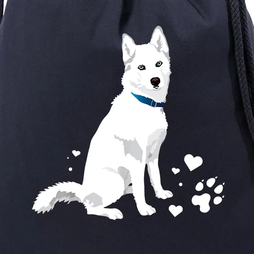 Funny Cute White Siberian Husky Gift Sweet White Snow Dog Gift Drawstring Bag