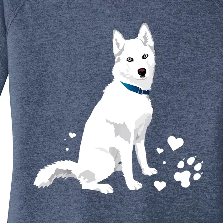 Funny Cute White Siberian Husky Gift Sweet White Snow Dog Gift Women's Perfect Tri Tunic Long Sleeve Shirt