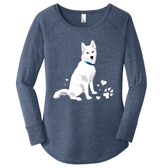 Funny Cute White Siberian Husky Gift Sweet White Snow Dog Gift Women's Perfect Tri Tunic Long Sleeve Shirt