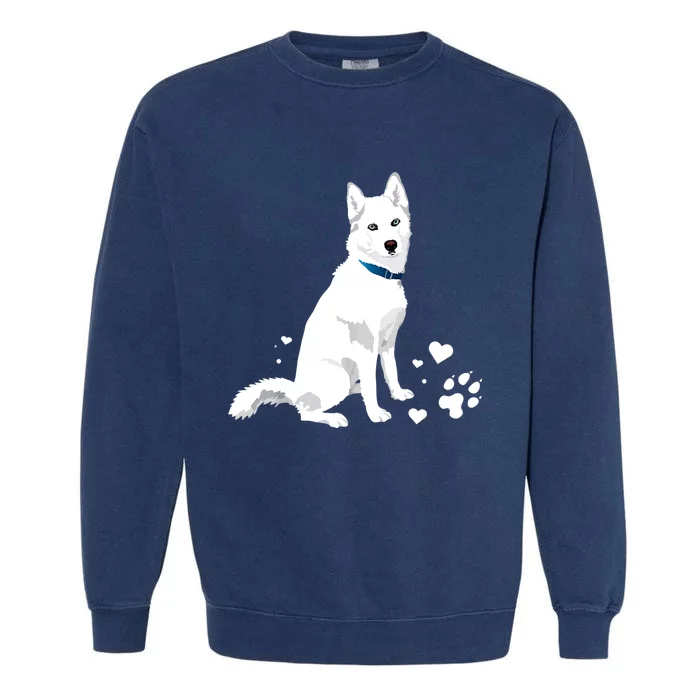 Funny Cute White Siberian Husky Gift Sweet White Snow Dog Gift Garment-Dyed Sweatshirt