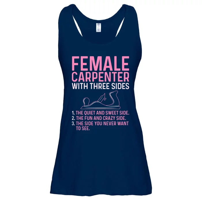 Female Carpenter With Three Sides Wo Woodworker Mother Ladies Essential Flowy Tank