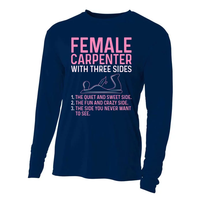 Female Carpenter With Three Sides Wo Woodworker Mother Cooling Performance Long Sleeve Crew