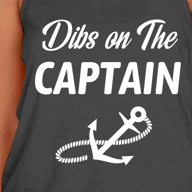 Funny Captain Wife Dibs On The Captain Women's Knotted Racerback Tank