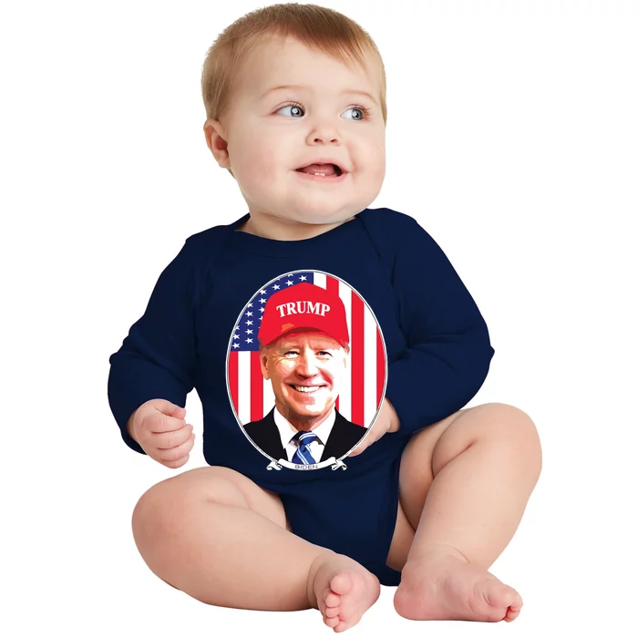 Funny C Wearing Hat Trump Baby Long Sleeve Bodysuit