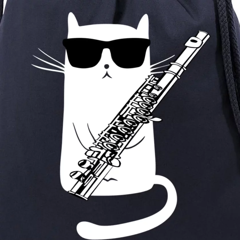 Funny Cat Wearing Sunglasses Playing Flute Great Gift Drawstring Bag