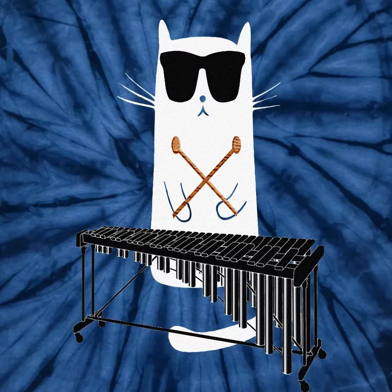 Funny Cat Wearing Sunglasses Playing Marimba Tie-Dye T-Shirt