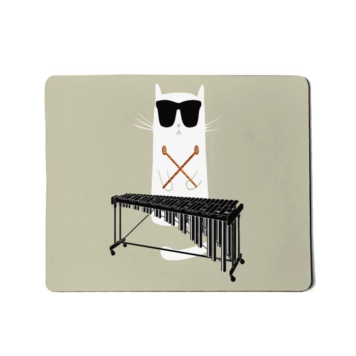 Funny Cat Wearing Sunglasses Playing Marimba Mousepad