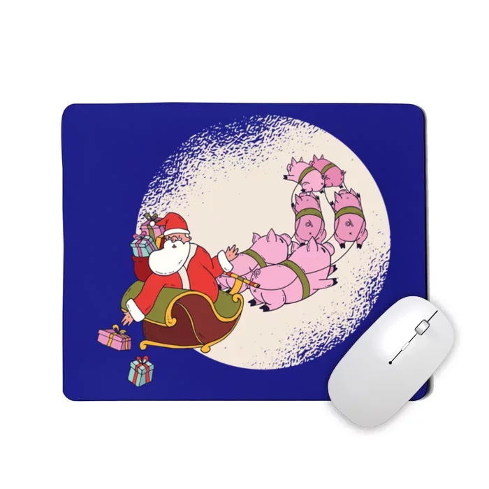 Funny Christmas When Pig Fly Oinkers Pulling Sleigh Gift Mousepad