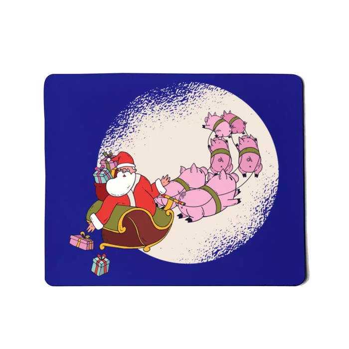 Funny Christmas When Pig Fly Oinkers Pulling Sleigh Gift Mousepad