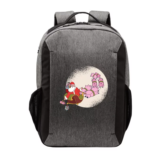 Funny Christmas When Pig Fly Oinkers Pulling Sleigh Gift Vector Backpack