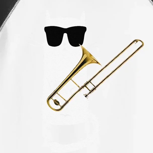 Funny Cat Wearing Sunglasses Playing Trombone Toddler Fine Jersey T-Shirt