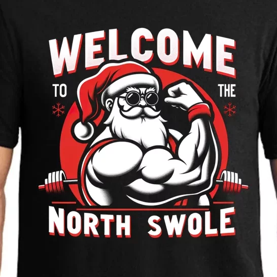 Funny Christmas Weightlifting Workout Gym North Swole Gift Pajama Set